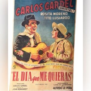 Vintage Carlos Gardel Movie Poster El Dia Que Me Quieras Tango Argentina